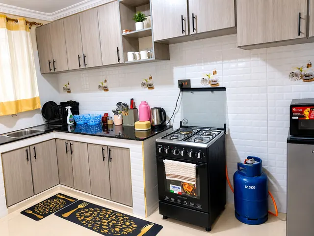 Fully equipped kitchen in the Nyahururu Airbnb at Muthaiga Estate